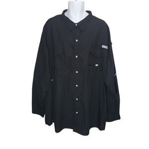 Columbia PFG Bonehead Fishing Shirt 6X Big & Tall Black L/S Performance NWOT